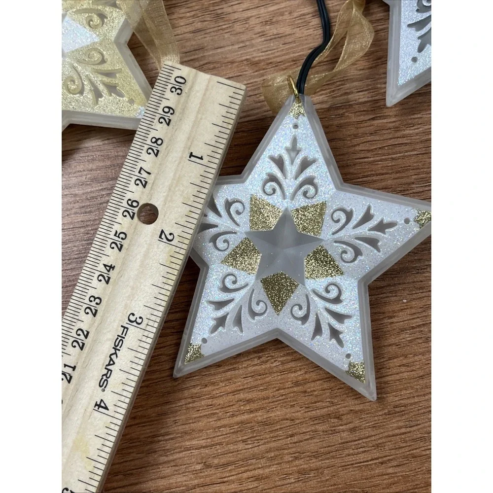 Hallmark Illuminations Starlight Starbright Set of 3 Light up Star‎ Ornaments